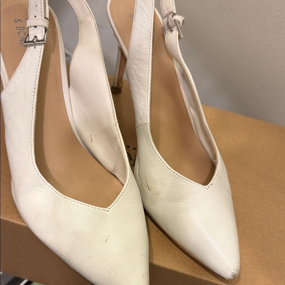 Bleeker & Bond Elegant White Slingback Heels - Picture 2 of 7